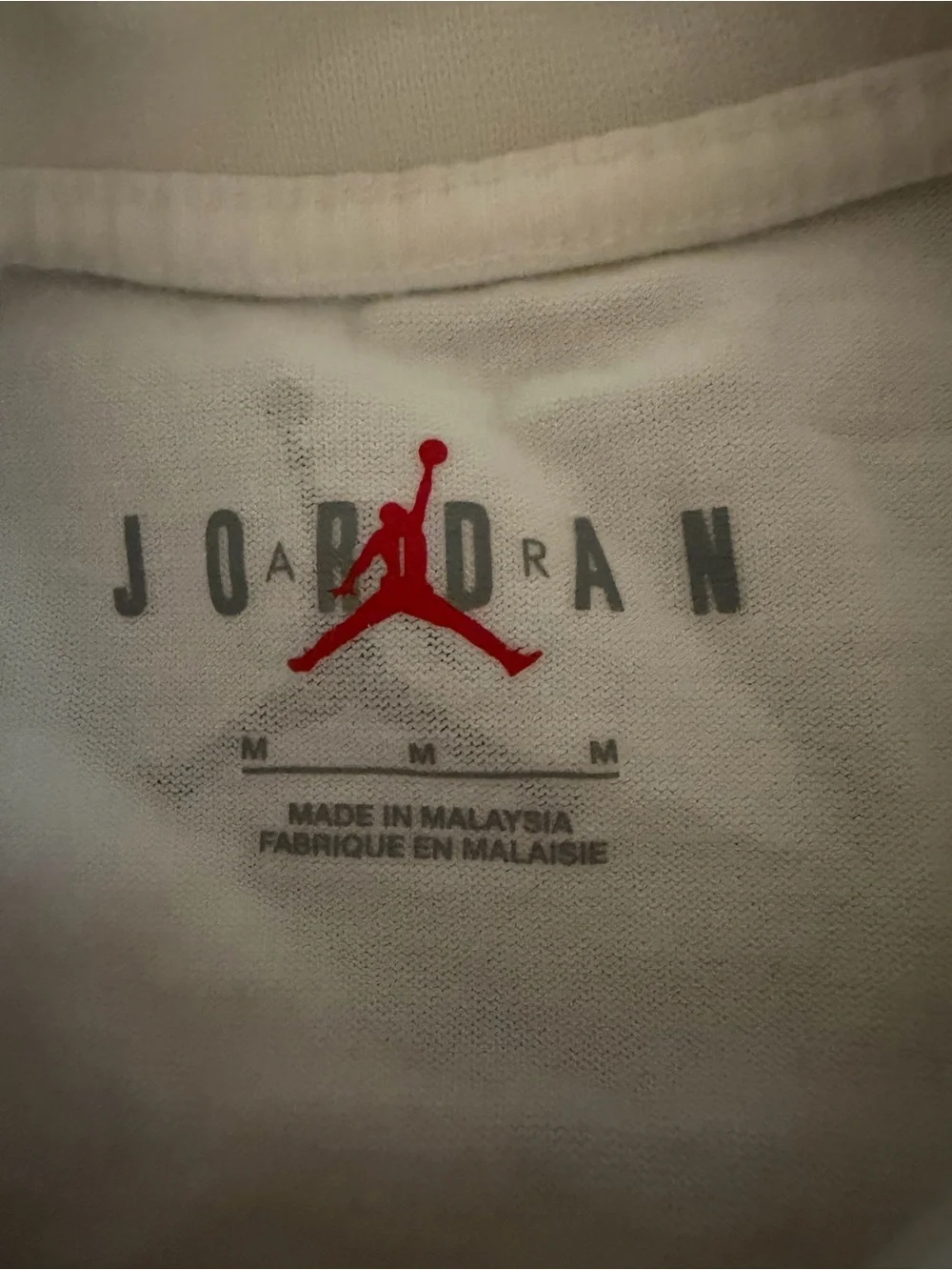 Jordan White Graphic Tee with Red Logo Sz M